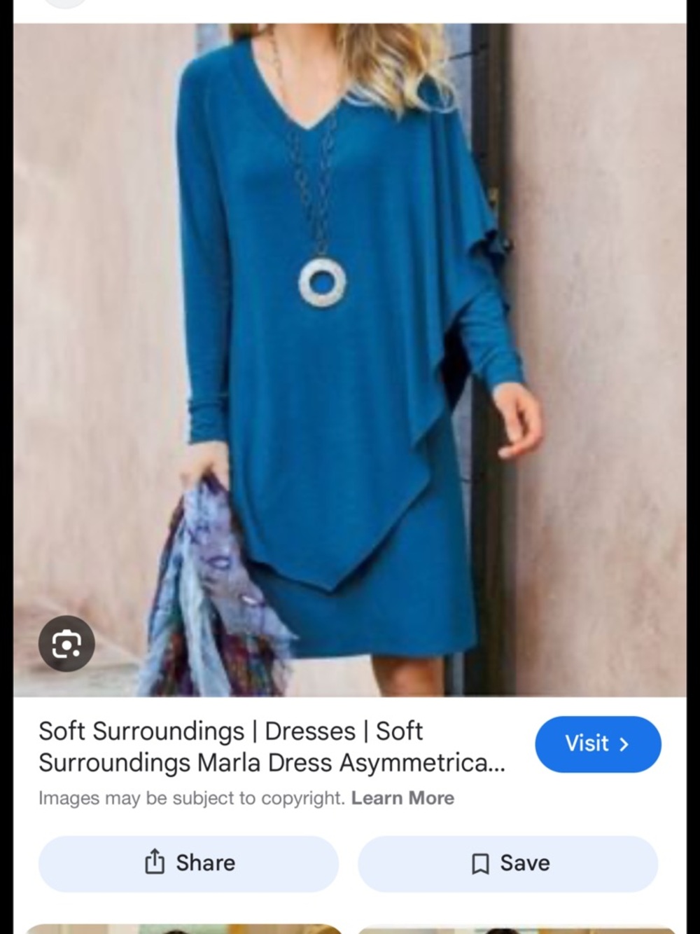 Soft Surroundings Teal V-Neck Asymmetrical Layered Dress